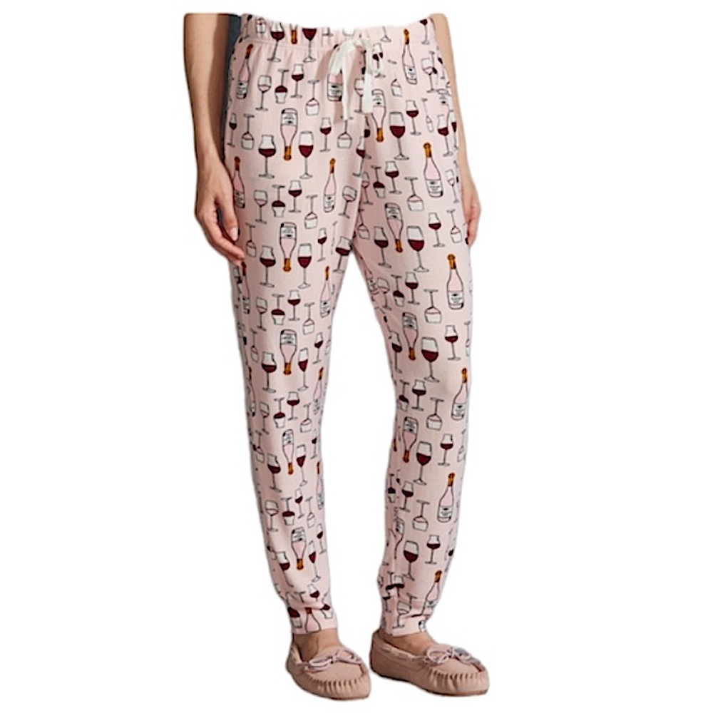 KIKIT Pink Wine Print Jogger Sleep Pants Size XL